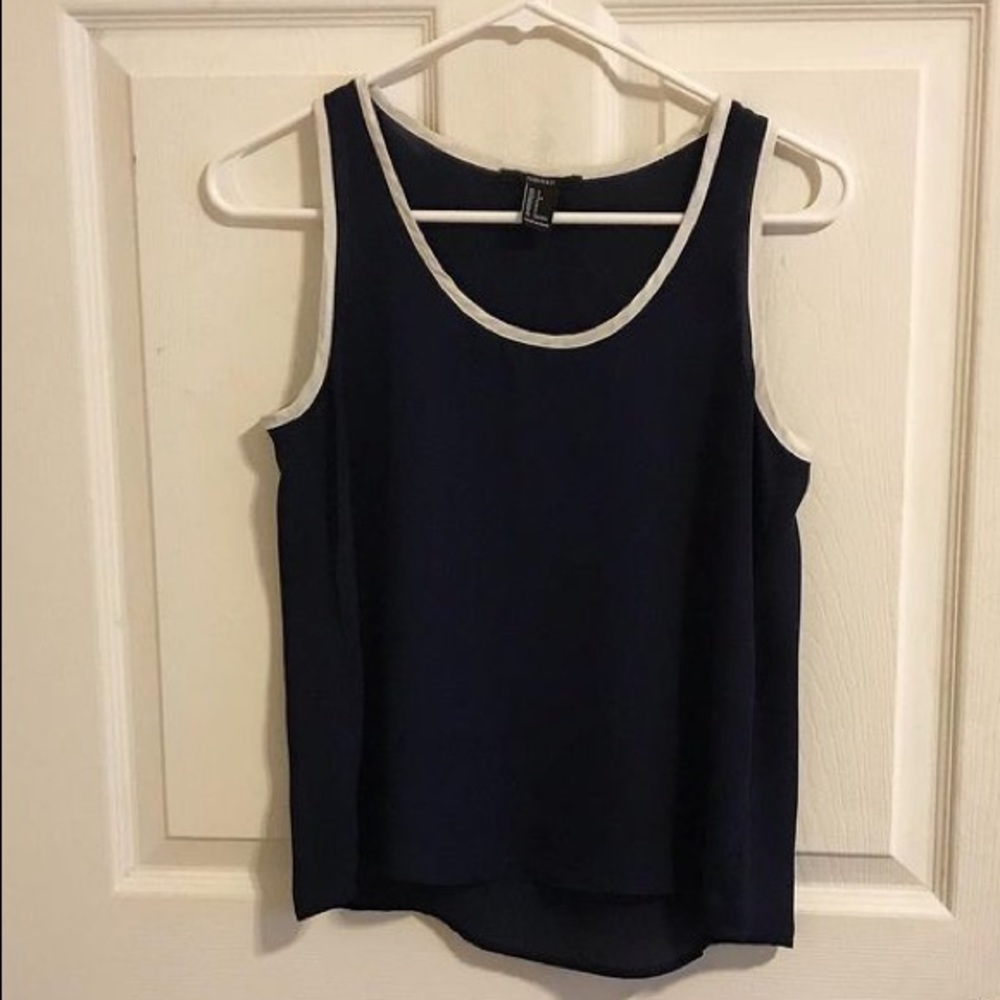 Forever 21 Navy Blue Tank with White Trim